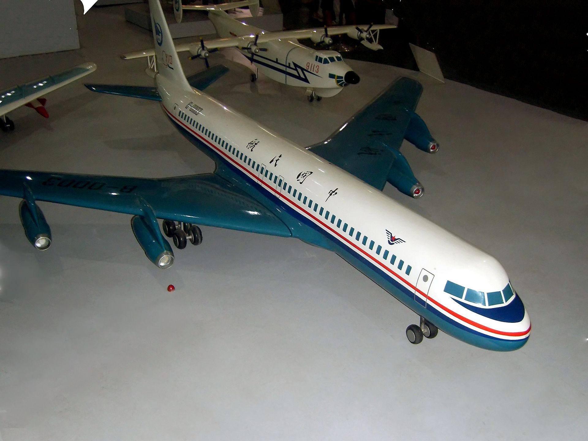 中國航空博物館的運-10模型,外部與美國波音707相似。(維基百科公有領域)