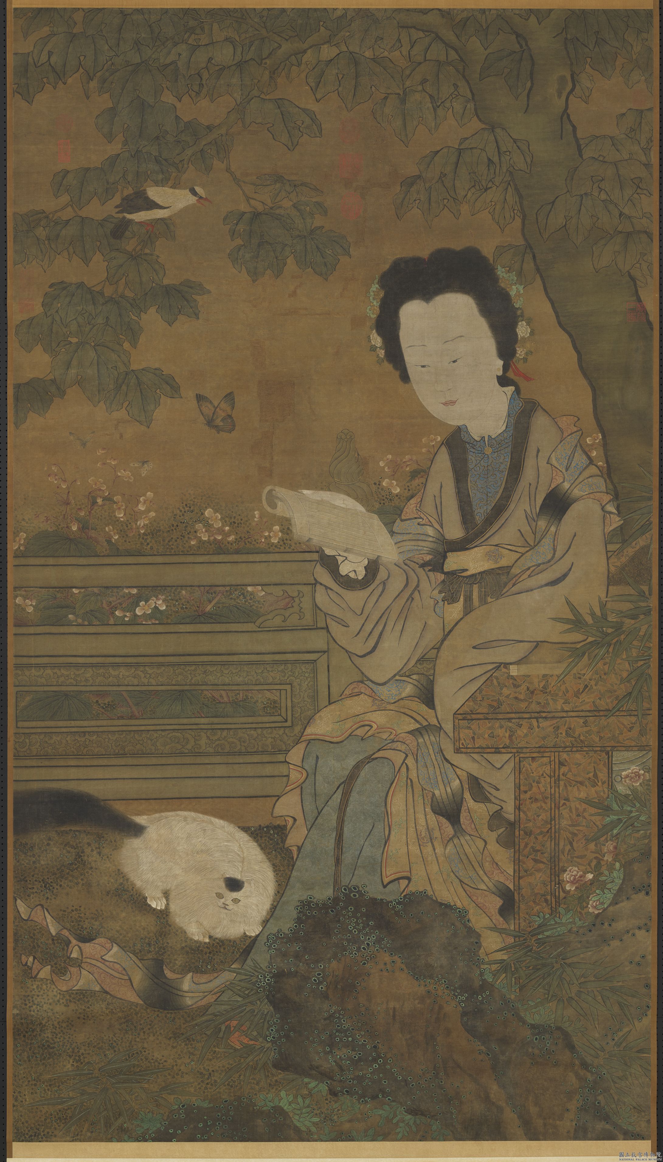 席佩蘭八、九歲時,便熟讀《詩經》,以姑姑們為榜樣,鑽研詩藝,積澱了文思敏捷、辭令嫻雅的才華。圖為五代南唐周文矩《仕女圖》 局部。(公有領域)