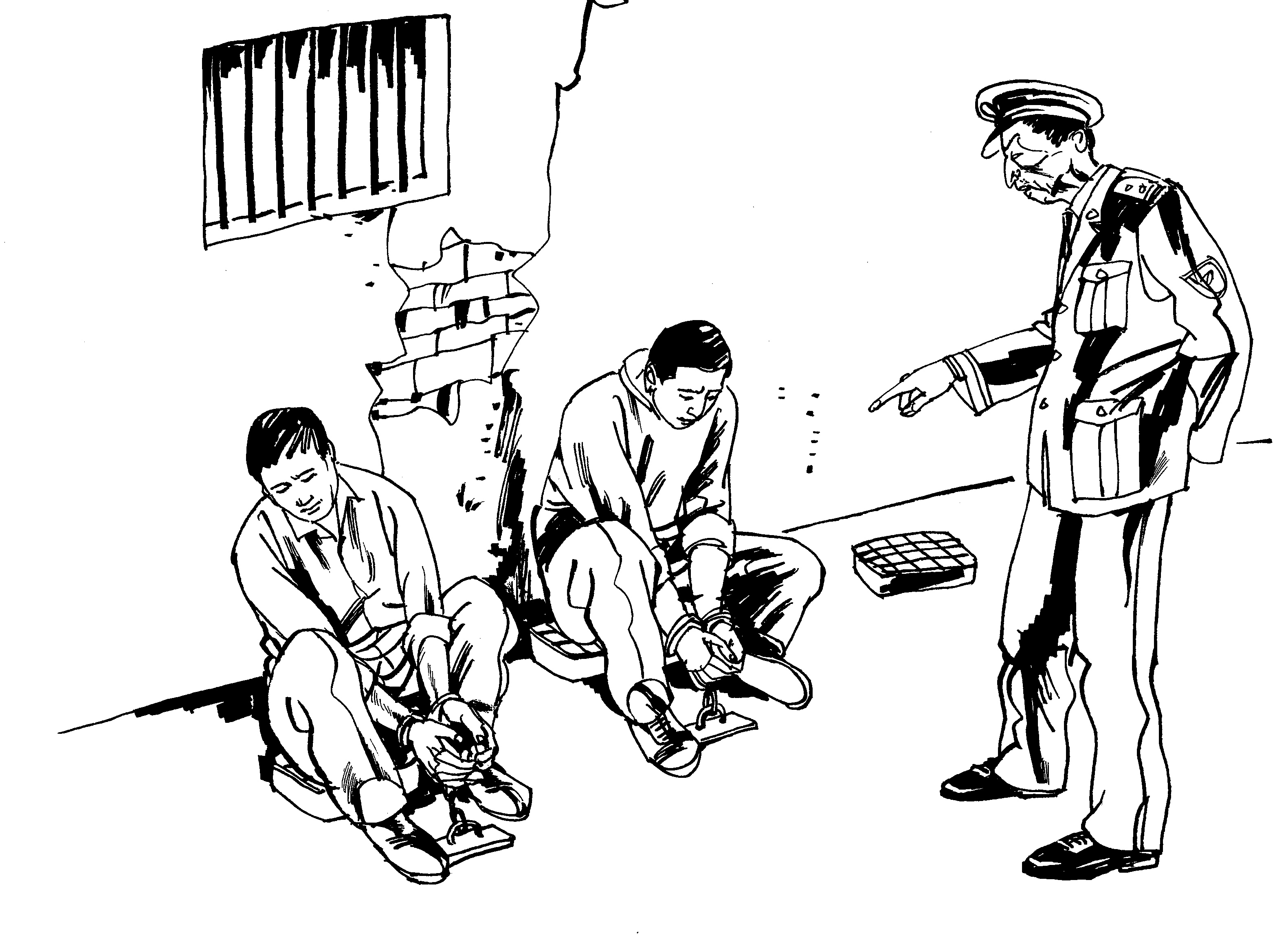 中共酷刑示意图:罚坐。(明慧网)