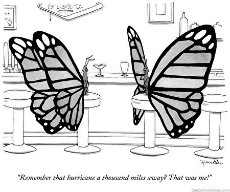 MoMath數學博物館將於明天開始一個有關數學的卡通漫畫展。此為Charlie Hankin所畫的蝴蝶效應漫畫。