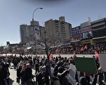 法拉盛游行 中共雇人举红旗 华人反感