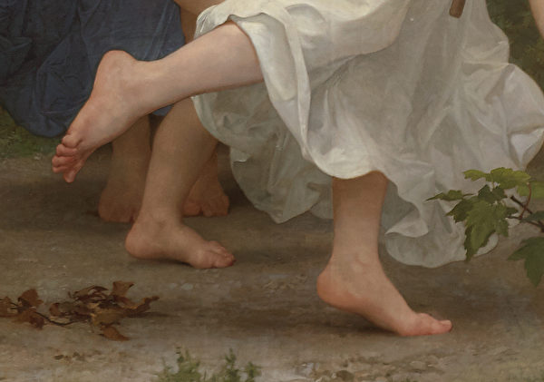 ［法］威廉‧布格罗（William Bouguereau）的《青年巴库斯》（La Jeunesse de Bacchus），表现足部的局部，布面油画，1884年作，6.09 × 3.35米，私人收藏。(Courtesy of Sotheby's)