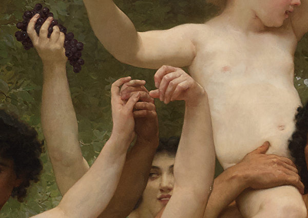 ［法］威廉‧布格罗（William Bouguereau）的《青年巴库斯》（La Jeunesse de Bacchus），手的局部，布面油画，1884年作，6.09 × 3.35米，私人收藏。(Courtesy of Sotheby's)
