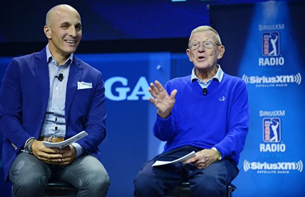 ORLANDO, FL - JANUARY 25: PGA of America CEO Pete Bevacqua and Lou Holtz on the SiriusXM Town Hall at the PGA Merchandise Show on January 25, 2018 in Orlando, Florida. (Photo by Gerardo Mora/Getty Images for SiriusXM)