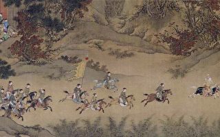 明仇英臨蕭照《中興瑞應圖》卷描繪高宗出使金營片段，北京故宮博物院藏。（公有領域）