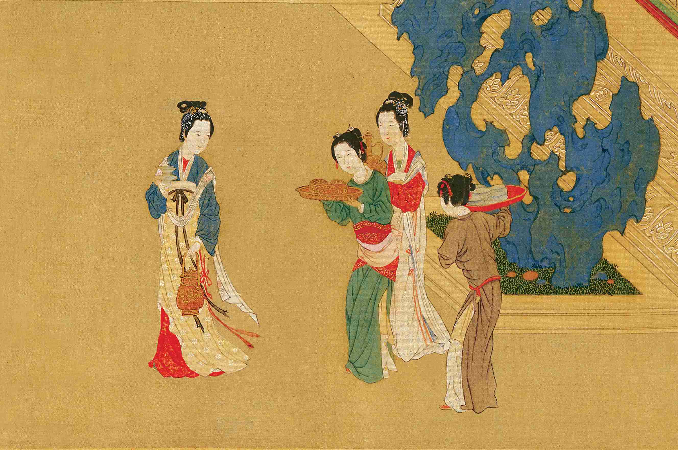 明仇英《漢宮春曉圖》(局部),台北故宮博物院藏。(公有領域)