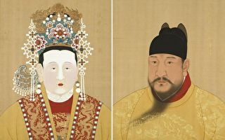 明仁宗朱高炽（洪熙皇帝，右）登基一年即驾崩，他和张皇后（左）的长子朱瞻基继位，即明宣宗（宣德皇帝）。（公有领域／大纪元合成）