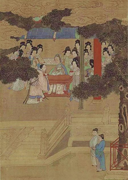 图为明 仇英《二十四孝·汉文帝亲尝汤药》，台北国立故宫博物院藏。（公有领域）