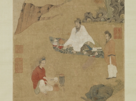 【夢工房】時代 煤竹 盧仝 茶歌 詩文 盛華籃 香爐 彫 茶合 仙媒　縦19㎝　　M-181