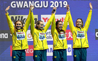 创新纪录 世泳赛澳洲女子4×200米夺冠
