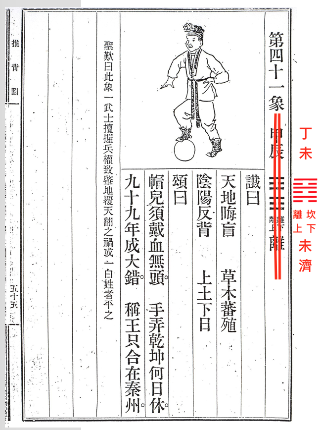 經校正卦序後《推背圖》第41象對應＜未濟卦＞。（道奇博士／大紀元）