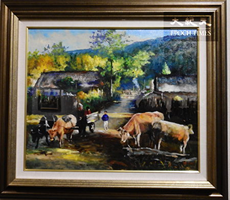 身障画家洪娴柔的油画作品“乡间小路”。