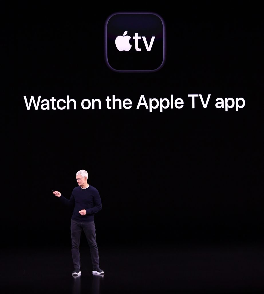 蘋果公司首席執行官蒂姆·庫克介紹該公司原創視頻產品Apple TV +。(JOSH EDELSON/AFP/Getty Images)