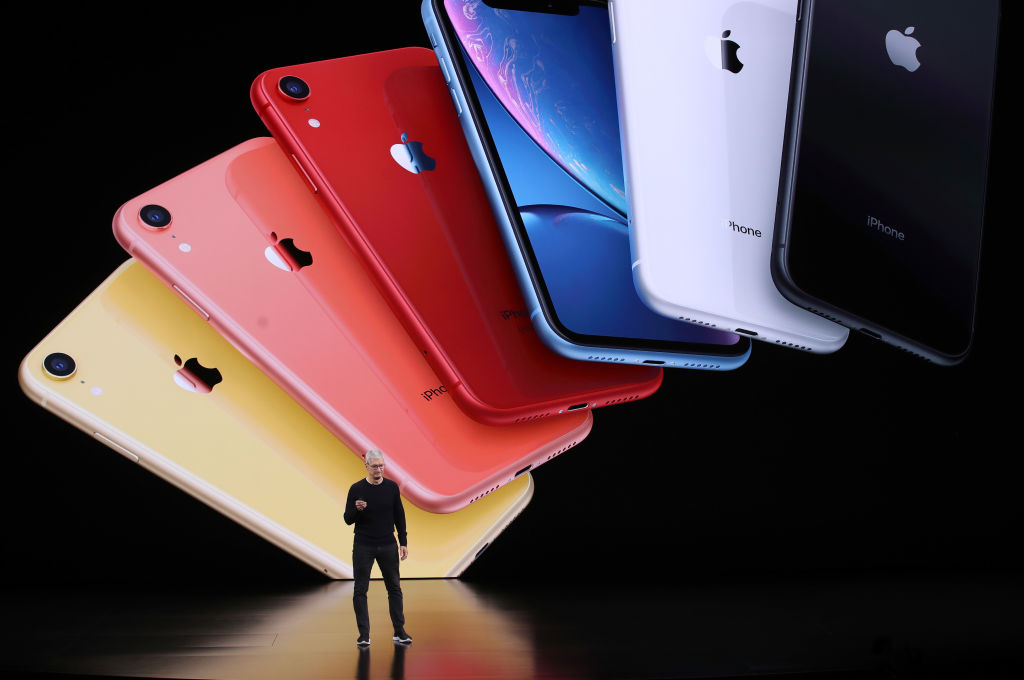 蘋果公司首席執行官蒂姆‧庫克(Tim Cook)宣布推出新款iPhone 11。 (Justin Sullivan/Getty Images)