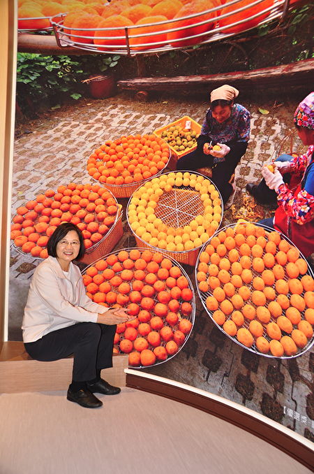 蔡英文總統參觀新埔鎮遊客中心並大力推薦新埔柿餅