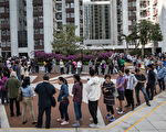 组图：香港区议会选举投票站大排长龙