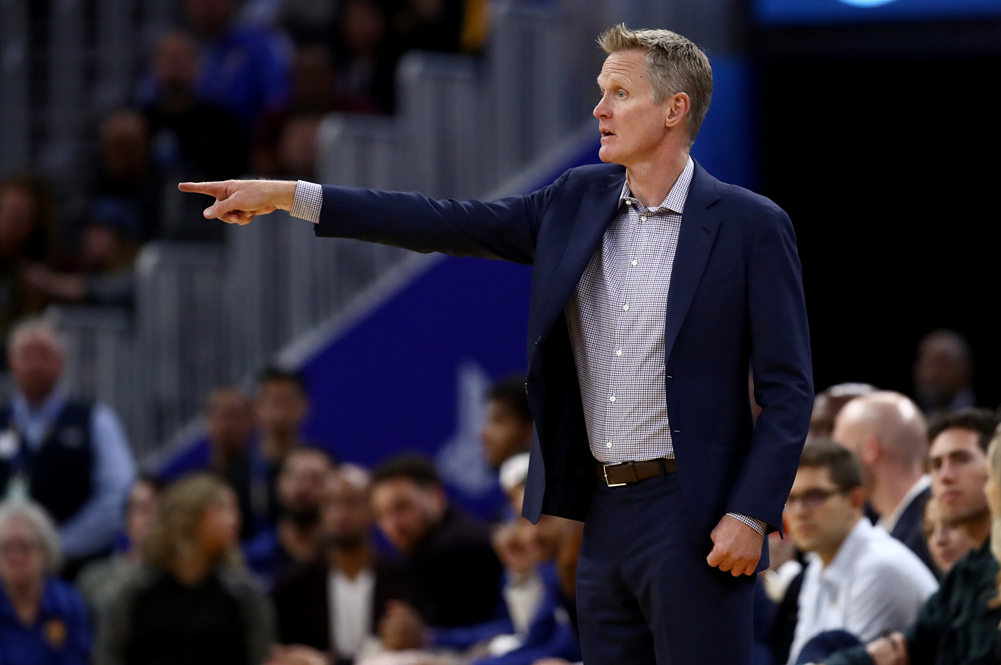 勇士队主教练史蒂夫·科尔(Steve Kerr)。(Ezra Shaw/Getty Images)