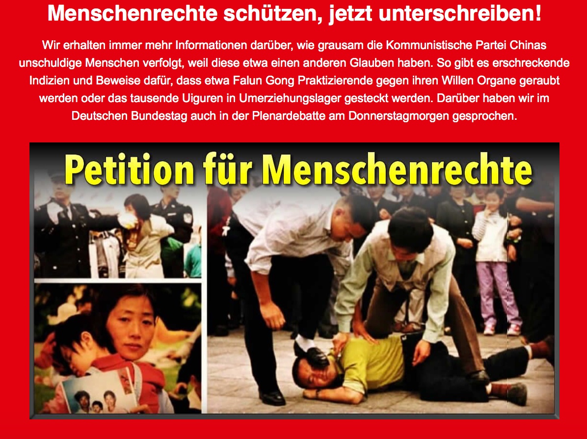 烏莉‧尼森在她的Newsletter中呼籲德國民眾支持請願活動。(部分截圖)