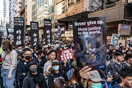 图为香港12月8日的国际人权日游行。