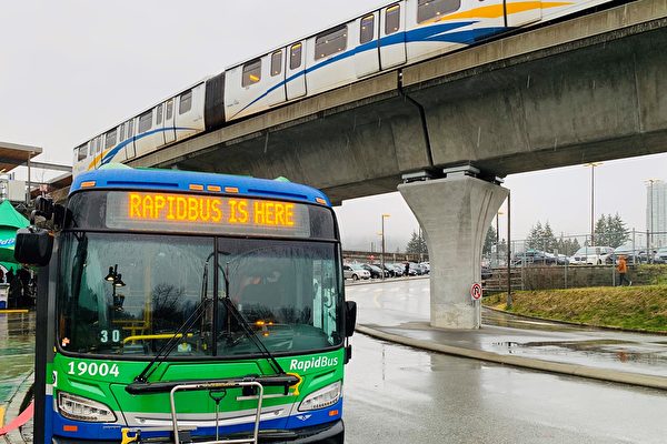 明顯的藍色和綠色特快巴士將為大溫五條區域線路提供服務，高峰時段發車頻率每10分鐘或更短時間一班。