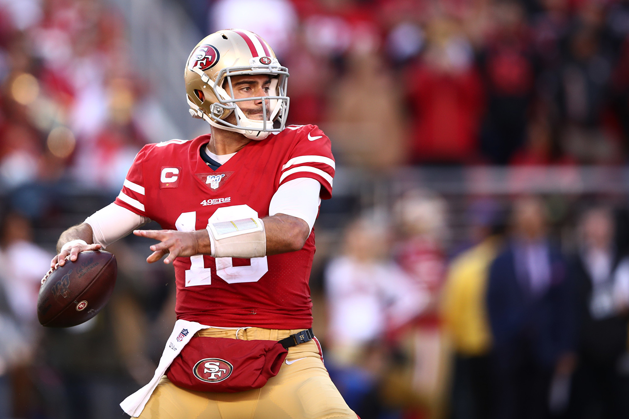 舊金山49人隊四分衛吉米·加洛波羅（Jimmy Garoppolo）。（Ezra Shaw/Getty Images)