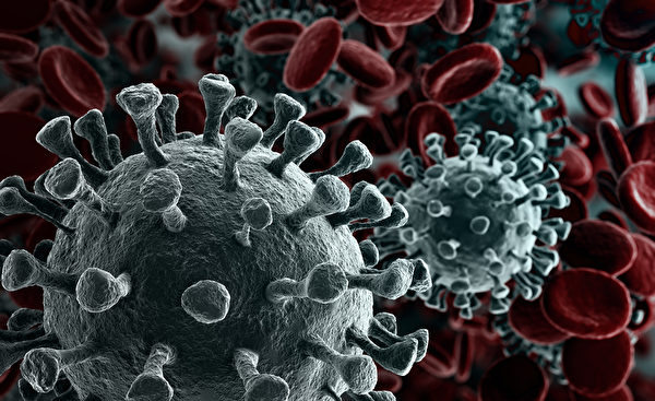 圖為新冠病毒示意圖。（Shutterstock）