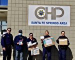 世华南加州分会捐1000个口罩给加州巡警