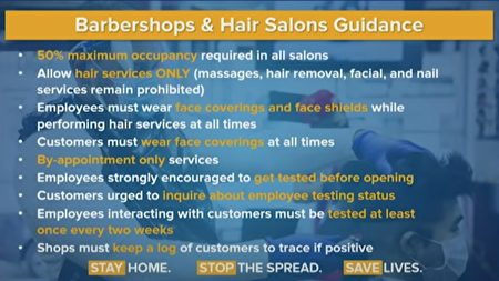 圖為州府公布理髮院的復工規定。