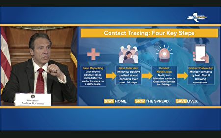 纽约州长库默介绍整个追踪系统的流程。