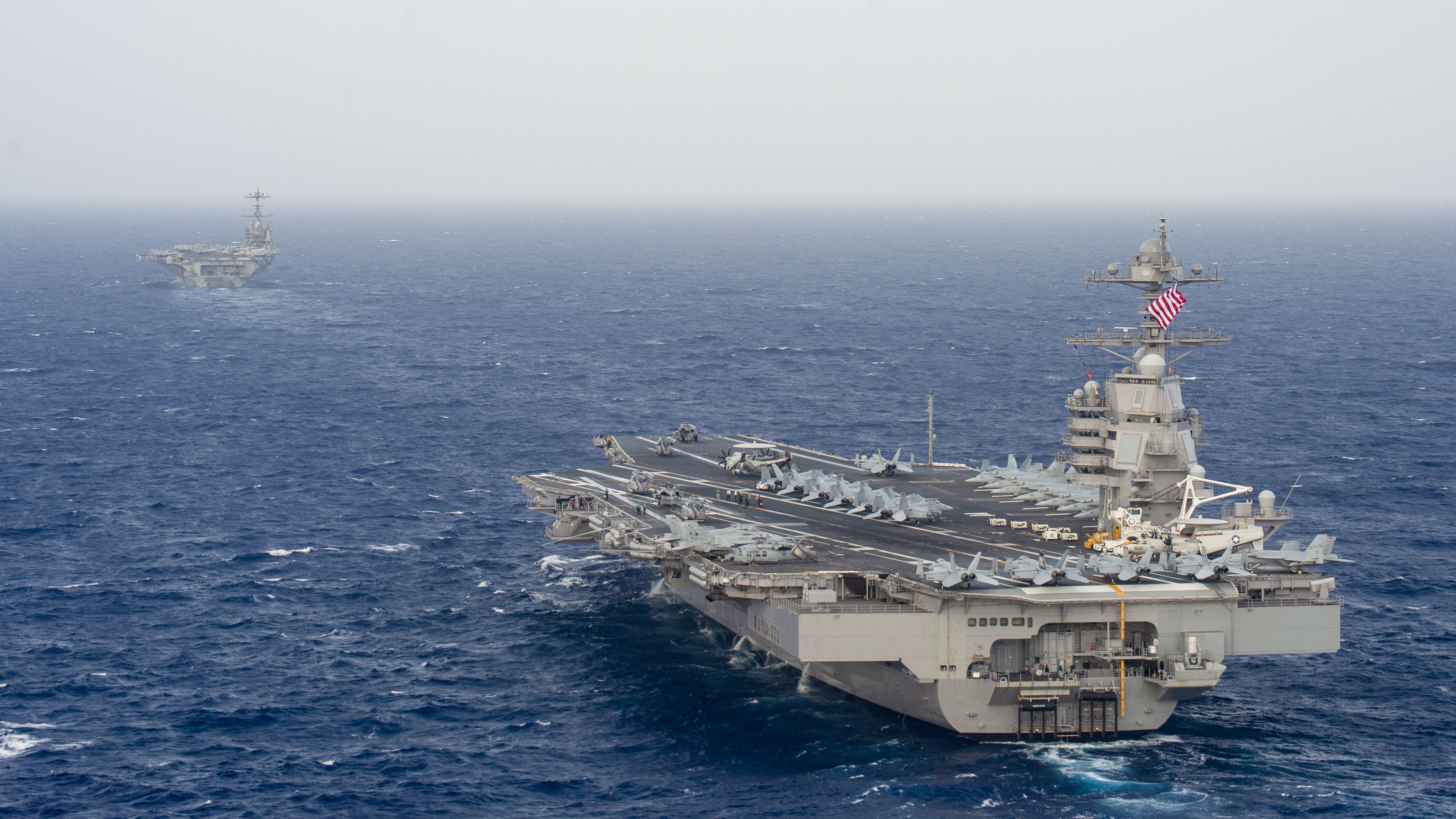 战机和直升机升空美福特号新航母实战演习| 福特级航母| 福特号航母| USS Gerald R. Ford | 大紀元