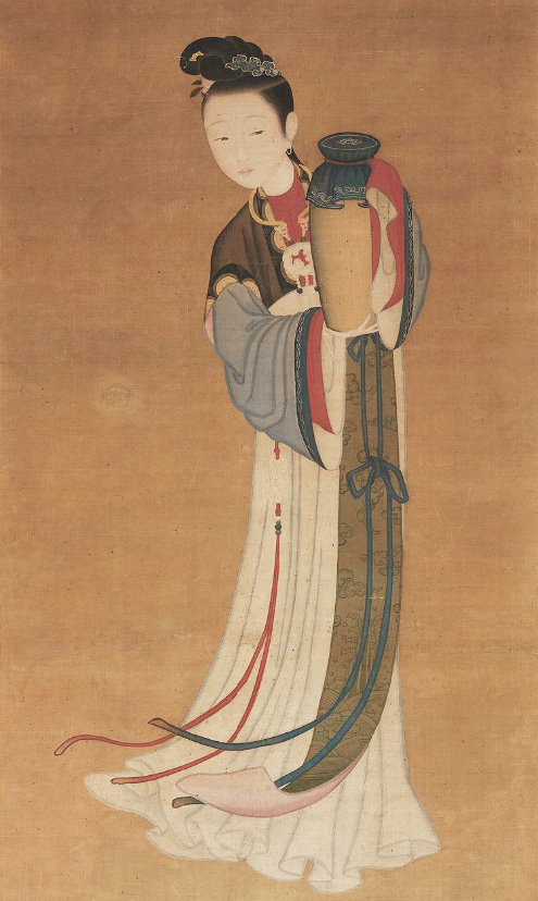 清人繪 《執瓶仕女圖》(公有領域)