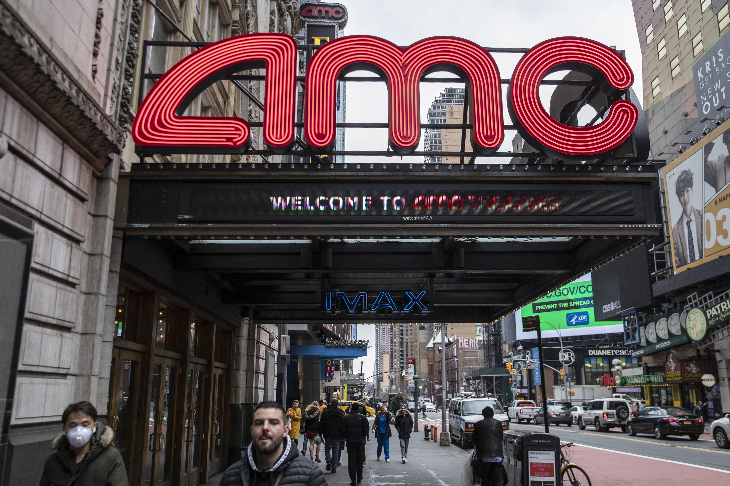纽约市的AMC影院从2020年3月17日开始一直是暂时停业的状态。（Victor J. Blue/Getty Images）