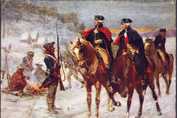 华盛顿将军与拉法叶特侯爵在福吉谷。（公有领域）