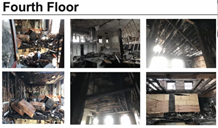 茂比利街70号大火后，4楼被烧毁的情况。