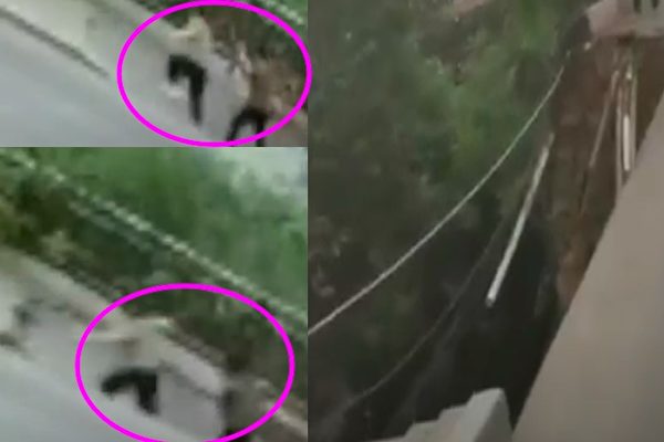 【视频】重庆武隆路段塌陷 2行人坠入坑中