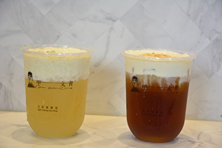 芝士柠檬（左）、芝士黑龙（右）。
