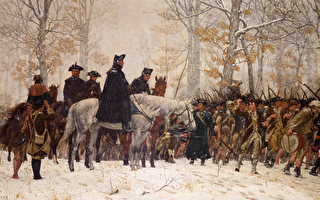 圖為美國畫家William Trego的油畫《進軍福吉谷》（The March to Valley Forge）。（公有領域）
