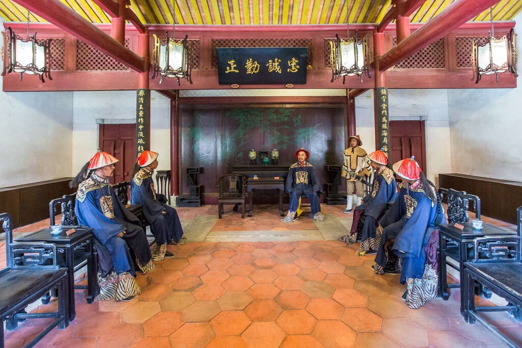 清金门镇总兵署内署明间。(金门县政府观光处提供)