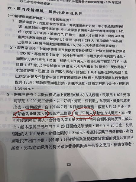 藍委洪孟楷22日在臉書貼出蘇貞昌施政報告，並指「三倍券」花一半的錢在數位系統開發，卻僅8％的人選擇數位綁定，與目標差太遠，要求蘇道歉。