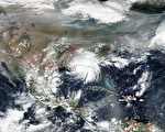 NASA卫星图片：美面临四场飓风和野火侵袭