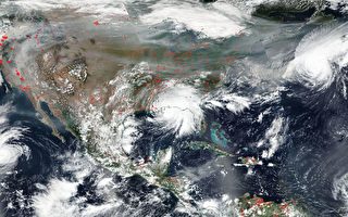 NASA衛星圖片：美面臨四場颶風和野火侵襲