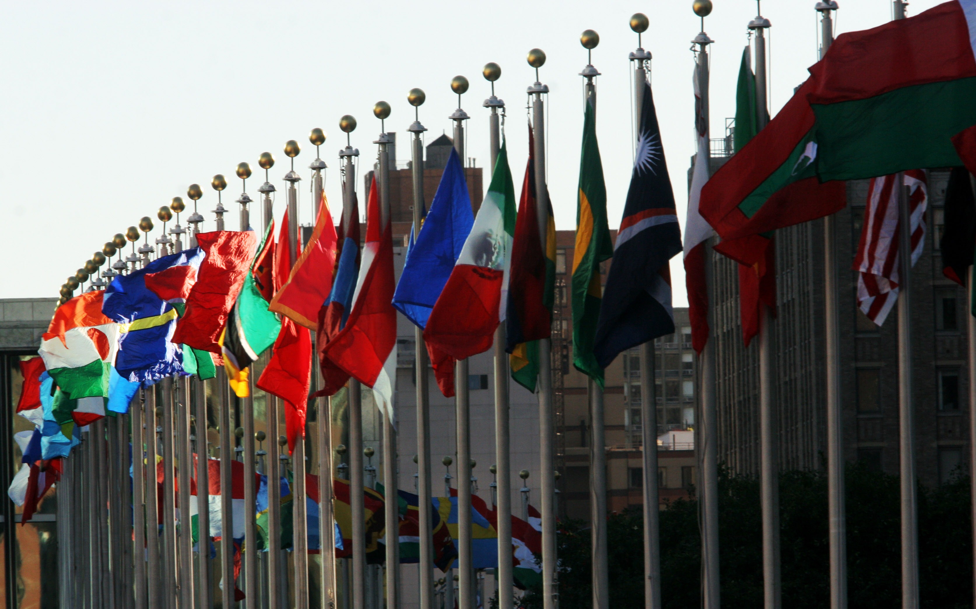Страны признанные оон. Флаги возле здания ООН. Государства ООН. Флаги государств ООН.
