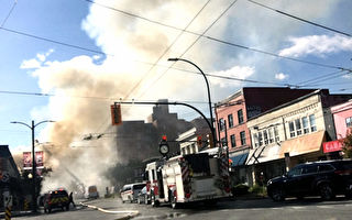 温哥华商业街爆火警 法式餐厅被焚毁