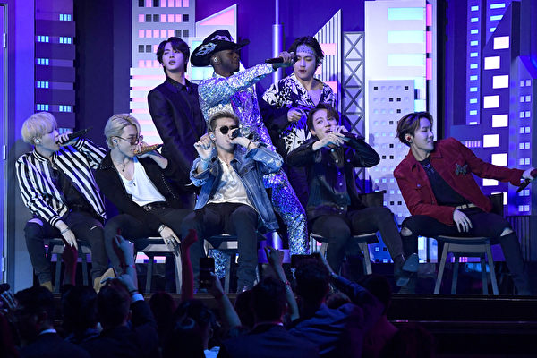Lil Nas X and BTS perform onstage during the 62nd Annual GRAMMY Awards