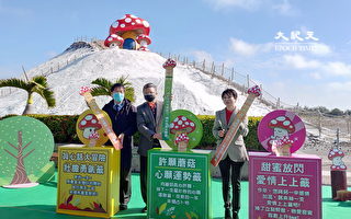 七股鹽山守護台灣 巨型蘑菇抗武漢肺炎