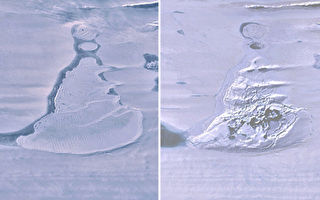 卫星发现南极冰湖突然消失 现11平方公里巨坑