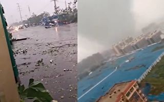 山东聊城莘县遭遇龙卷风 车被掀翻房被吹破