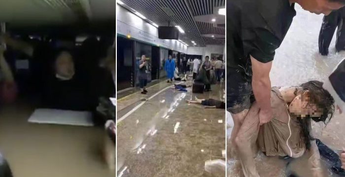 水灾致京广线郑州段路基下沉 列车发生倾斜
