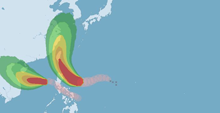 强台璨树路径转弯 往台湾北部方向直冲