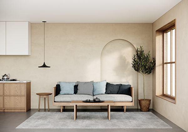 Mock,Up,Studio,Apartment,In,Modern,Scandinavian,And,Japandi,Style